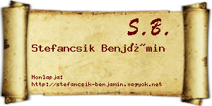 Stefancsik Benjámin névjegykártya